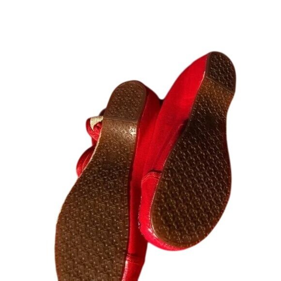 Handmade Womens Embroidered Floral Red Ballet Flats EU 38 US 7.5 Canvas Sole - Picture 5 of 5